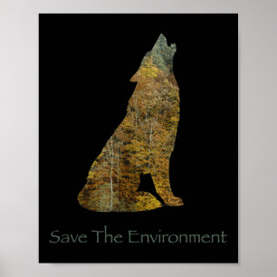 Poster Salvamento Ambiental Do Lobo Ambiente Silhouette