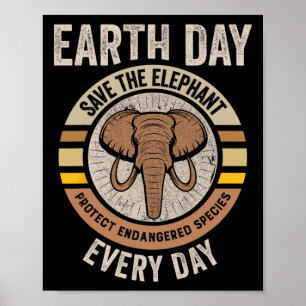 Poster Salvamento Do Dia Da Terra Do Elefante