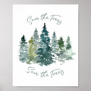 Poster Salvar A Cor Da Água Da Floresta De Árvores