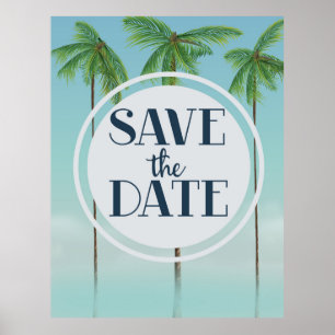 Poster Salvar as palmas tropicais do vintage da data
