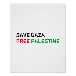 Pôster Salvar Gaza Liberdade Palestina Preta Vermelha Ver