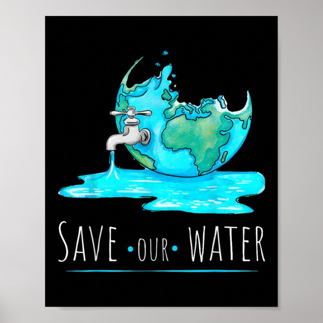 Poster Salvar nossas águas no Dia da Terra Preservação Li (Frente)
