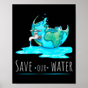 Poster Salvar nossas águas no Dia da Terra Preservação Li