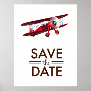 Poster Salvar o bi-plano Data Vintage