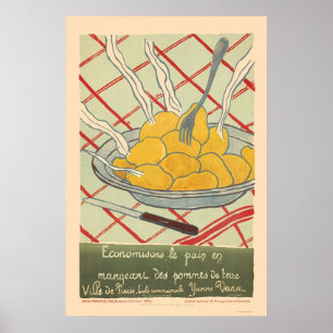 Poster Salvar o pão comendo batatas - franceses