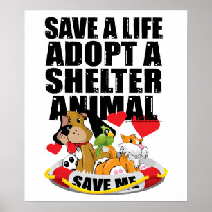 Poster Salvar uma vida adotam um animal do abrigo