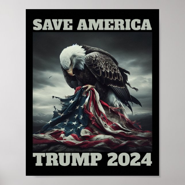 Poster Salve a América Sad Eagle - Bandeira Americana que (Frente)
