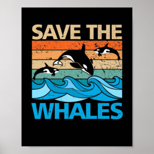 Poster Salve A Baleia Da Orca Do Retro Das Baleias