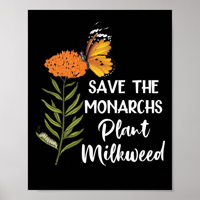 Poster Salve A Borboleta Milkweed Da Planta Monarca (Frente)