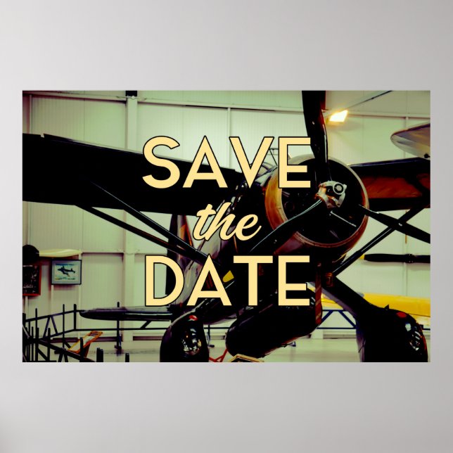 Poster Salve a Data Hangar de Aeronaves Vintage (Frente)
