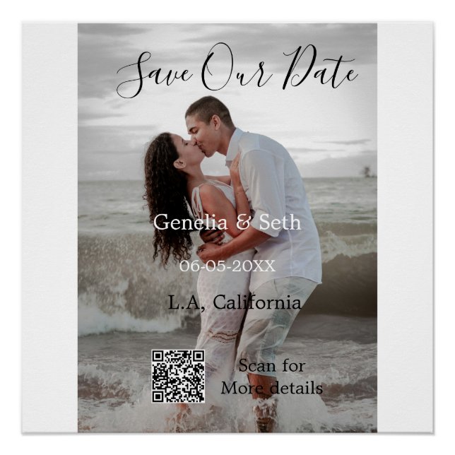 Pôster Salve a data simples código QR mínimo detalhes de  (Frente)