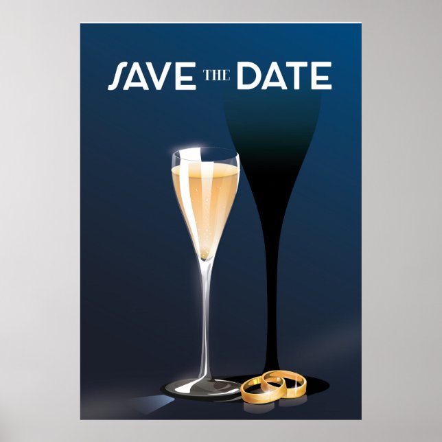 Poster Salve a Data Vidro e anéis dourados (Frente)