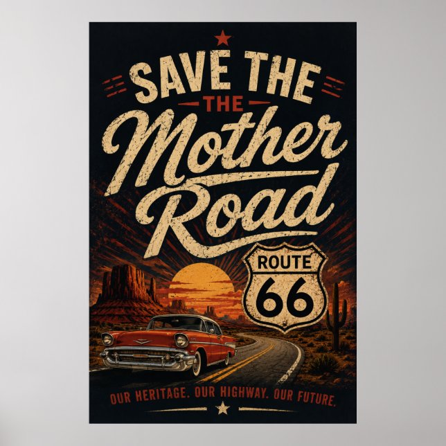Poster Salve a Rota 66 dos Carros Clássicos  (Frente)