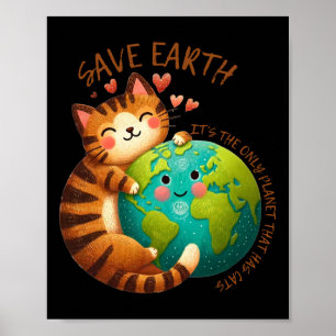 Poster Salve a Terra É o único planeta que tem os gatos c