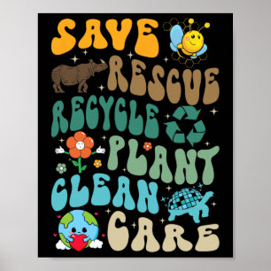 Poster Salve Abelhas Salvando Animais Reciclar Dia Plásti