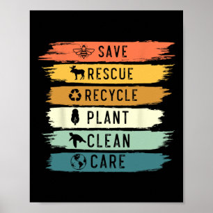 Poster Salve Abelhas Salvando Animais Reciclar Dia Plásti