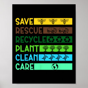 Poster Salve Abelhas Salvando Animais Reciclar Dia Plásti
