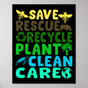 Poster Salve Abelhas Salvando Animais Reciclar Dia Plásti
