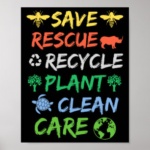 Poster Salve Abelhas Salvando Animais Reciclar Homens do