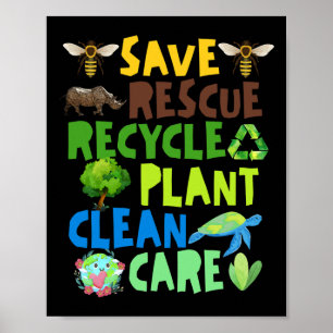 Poster Salve Abelhas Salvando Animais Reciclar Plastict E