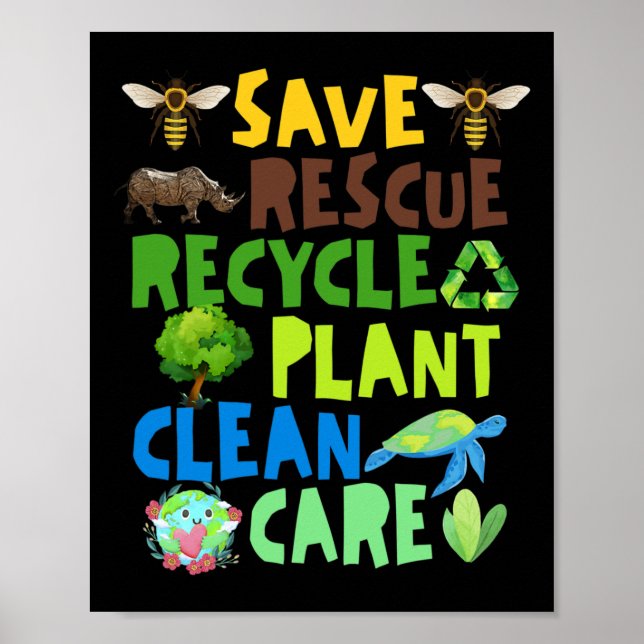 Poster Salve Abelhas Salvando Animais Reciclar Plastict E (Frente)