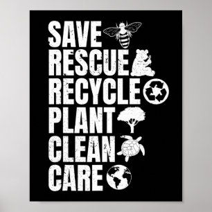 Poster Salve Abelhas Salvando Animais Reciclar Plastict E