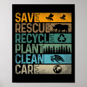 Poster Salve Abelhas Salvando Animais Reciclares Plástico