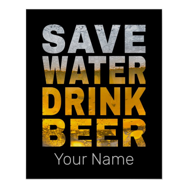 Pôster Salve Água Bebida Dizendo Para Festa De Despedida (Frente)