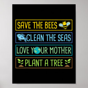 Poster Salve As Abelhas Limpe Os Mares Ame O Seu Plano Mã