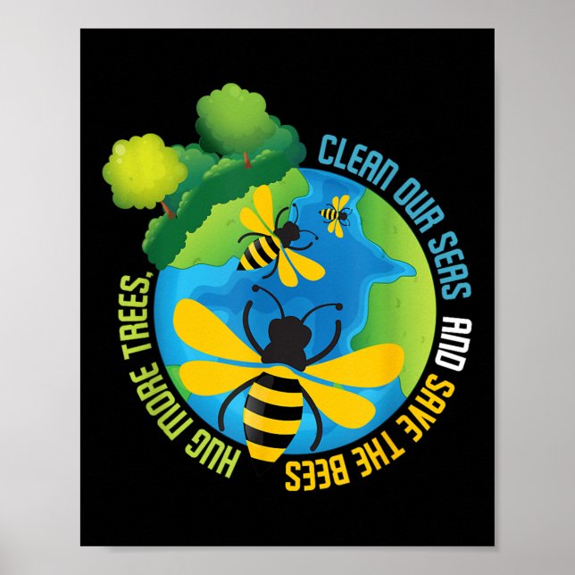 Poster Salve As Abelhas - Proteção Ambiental Dia Da Terra (Frente)