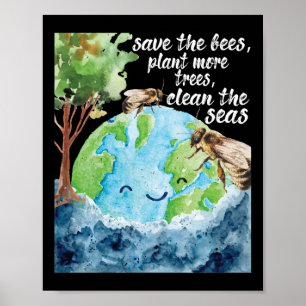 Poster Salve As Abelhas - Proteção Ambiental Dia Da Terra