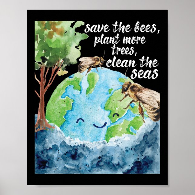 Poster Salve As Abelhas - Proteção Ambiental Dia Da Terra (Frente)