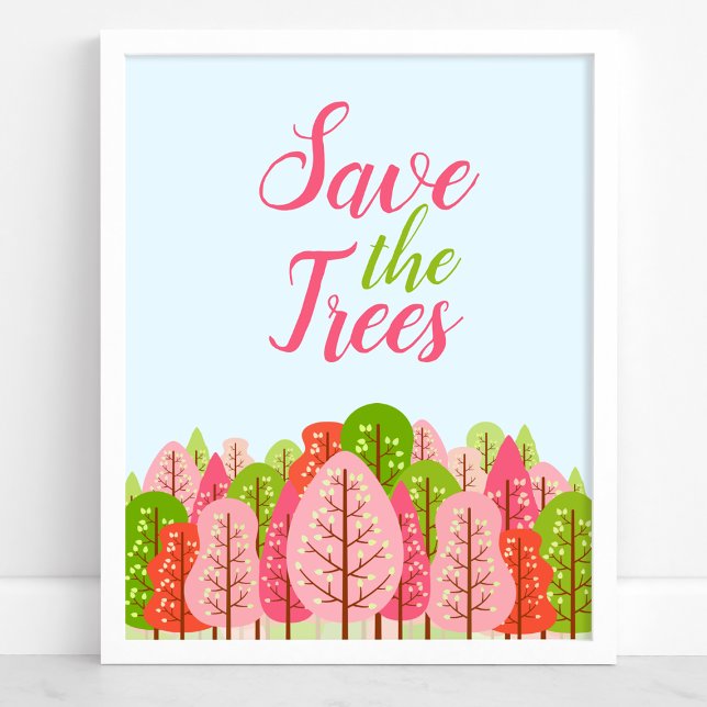 Poster Salve As Árvores Rosa E Verde Eco Primavera (Criador carregado)