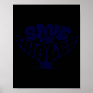 Poster Salve as baleias ambientalista retrô vintage