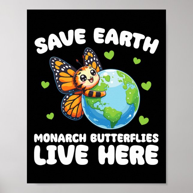 Poster Salve As Borboletas Da Terra Vivem Aqui Na Terra (Frente)