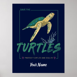 Poster Salve as tartarugas para uma garota que ama tartar