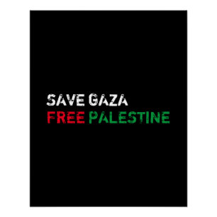 Pôster Salve Gaza Liberdade Palestina branco vermelho ver