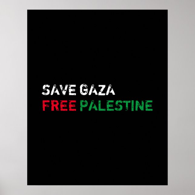 Poster Salve Gaza Liberdade Palestina branco vermelho ver (Frente)