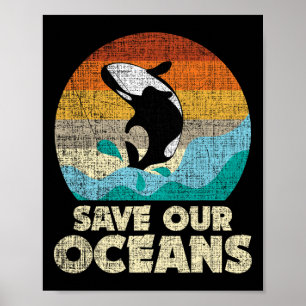 Poster Salve Nossa Baleia Orca Oceânica - Dia da Terra e 