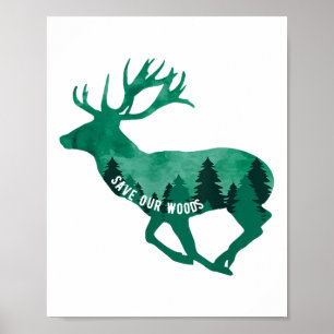 Poster Salve nossa floresta, proteção ambiental, natureza