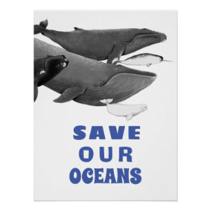 Pôster Salve Nossos Oceanos Crianças de Baleia de Arte A