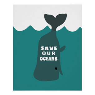 Pôster Salve Nossos Oceanos Crianças de Baleia de Arte A