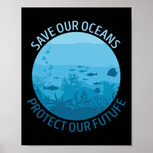 Poster Salve nossos oceanos Proteja nosso futuro Dia da T