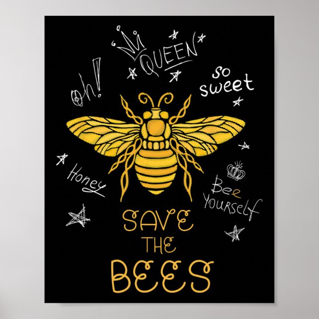 Poster Salve O Apiário Da Camisa De Grafite Das Abelhas (Frente)