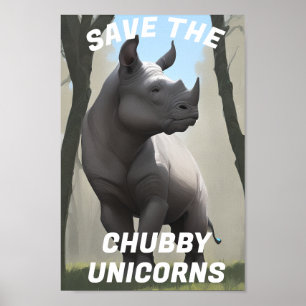 Poster Salve O Chubby Unicorns" Engraçado