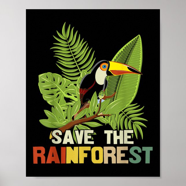 Poster Salve O Estilo Retroativo Do Dia Da Floresta Tropi (Frente)