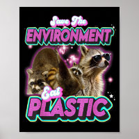 Salve O Meio Ambiente Coma Guaxinim De Plástico Ca