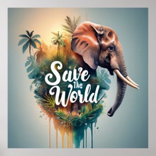 Poster Salve o mundo, espécies animais ameaçadas