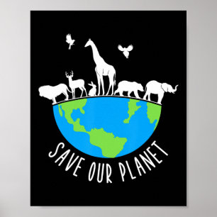 Poster Salve o nosso Planeta e os animais no Dia da Terra
