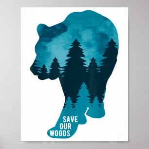 Poster Salve o nosso Urso de Proteção Ambiental das Flore
